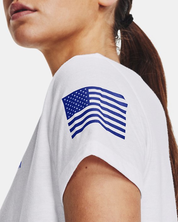 Women's UA Freedom Flag T-Shirt, White, pdpMainDesktop image number 3